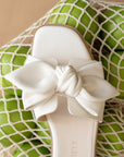 The Ginny White Textured Bow Slide