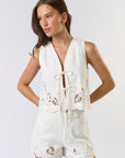 The Grace Embroidered Vest + Shorts Set - Sold Separately