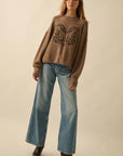 The Haley Espresso Embroidered Horses Sweater