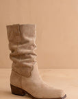 The Harrison Almond Suede Western Boots