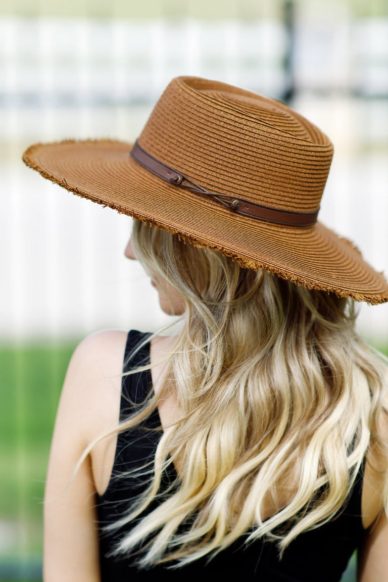 The Hazel Wide Brim Frayed Straw Hat – Thread + Seed