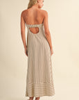 The Romelle Cream Striped Strapless Dress