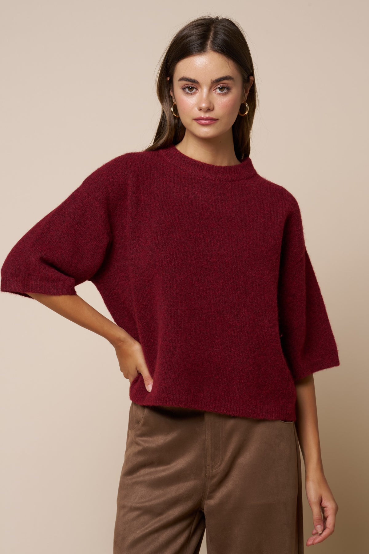 The Cora Burgundy Sweater Top