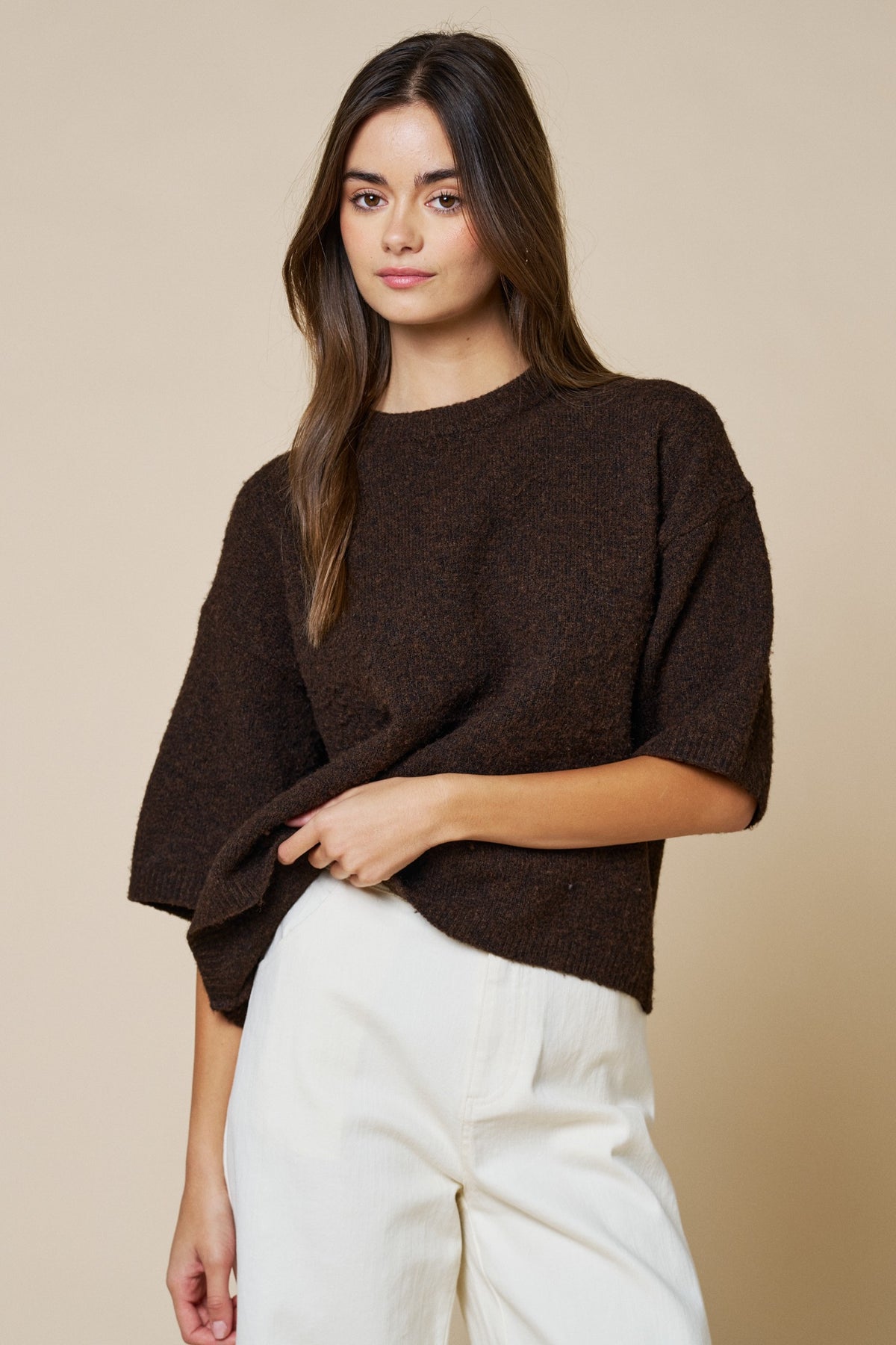 The Cora Dark Brown Sweater Top