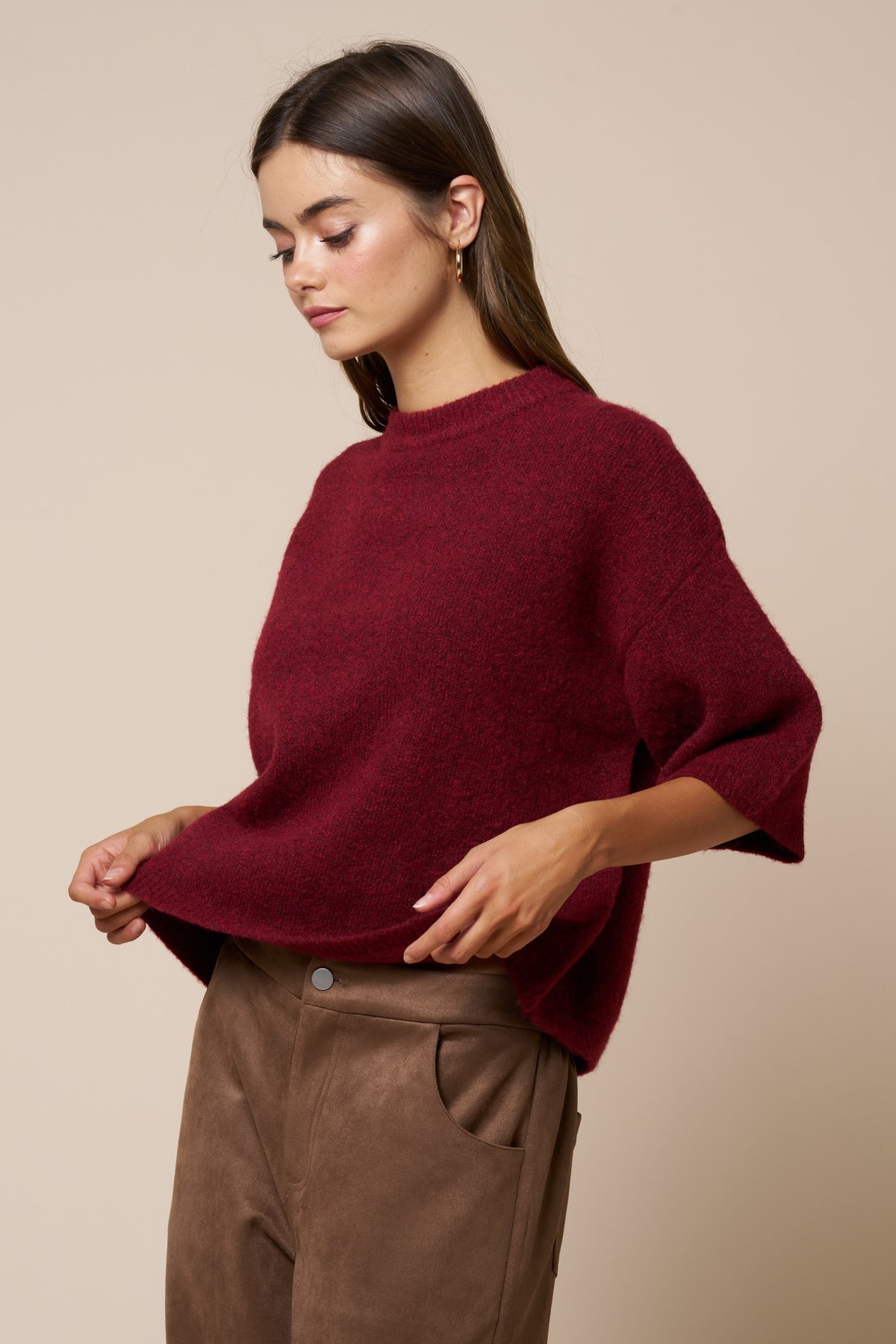 The Cora Burgundy Sweater Top