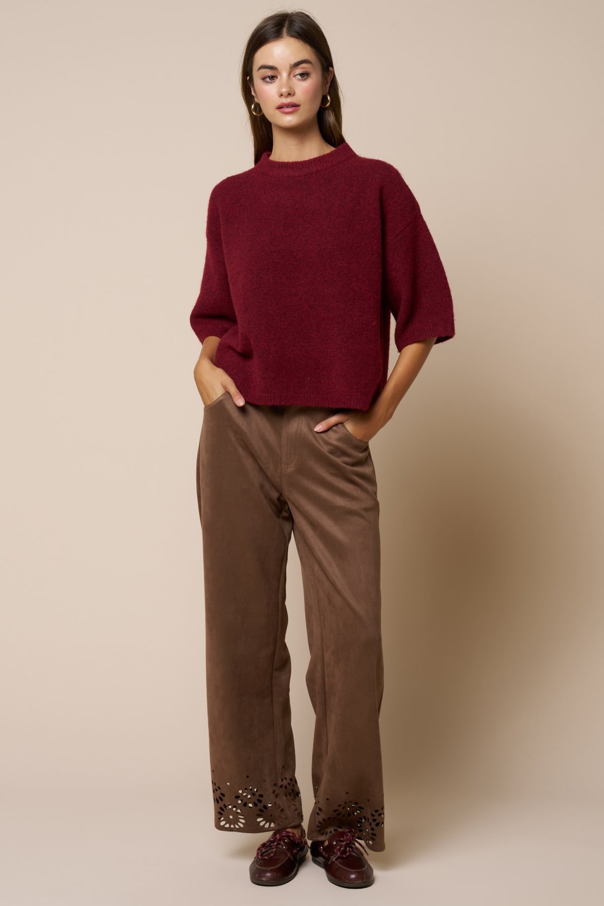 The Cora Burgundy Sweater Top