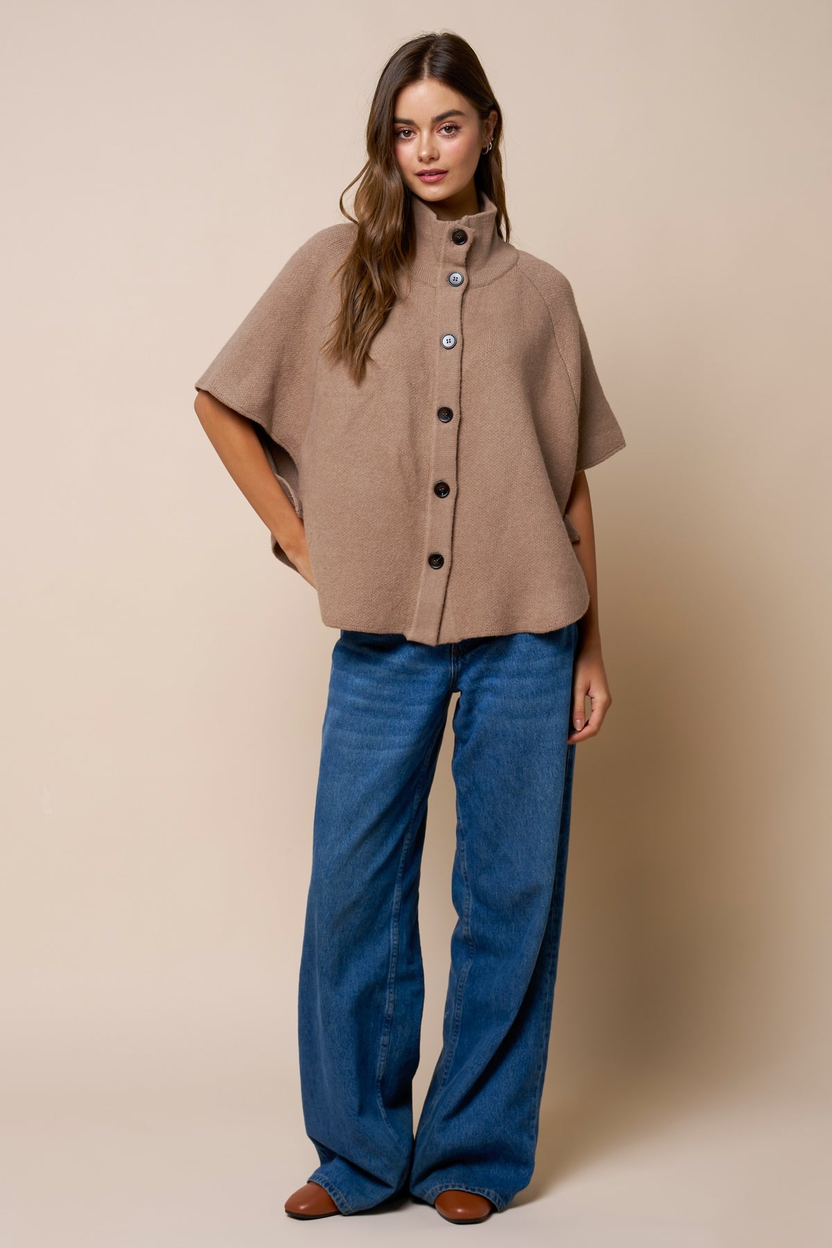 The Celia Mock Neck Poncho