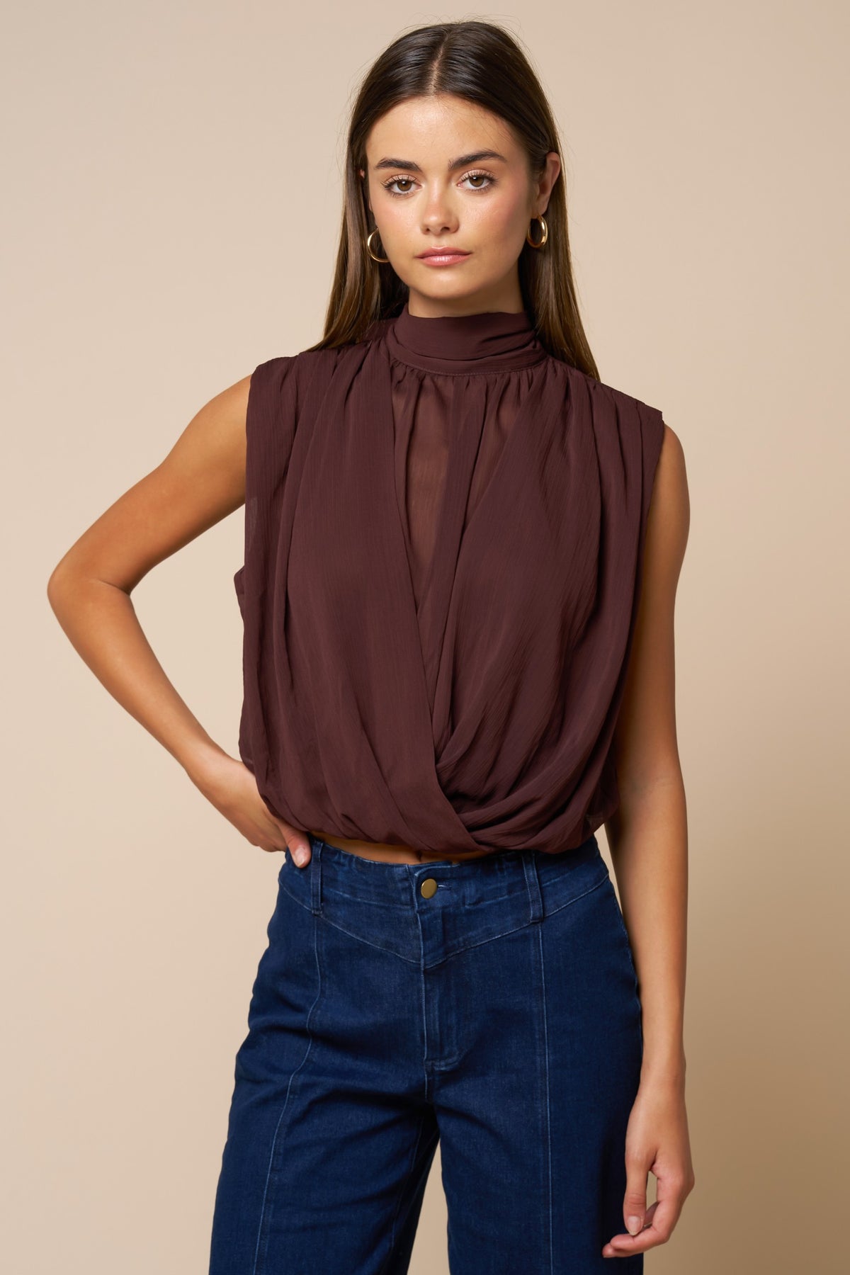 The Vera Dark Chocolate Draped Top