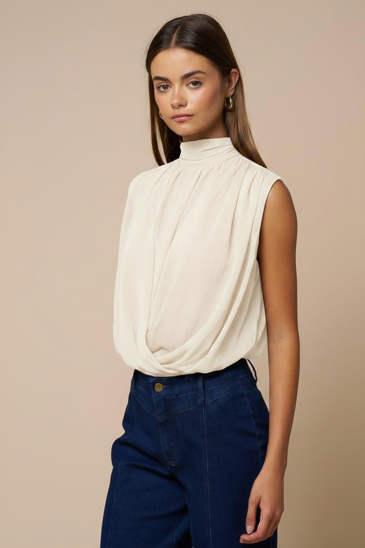 The Vera Ivory Draped Top