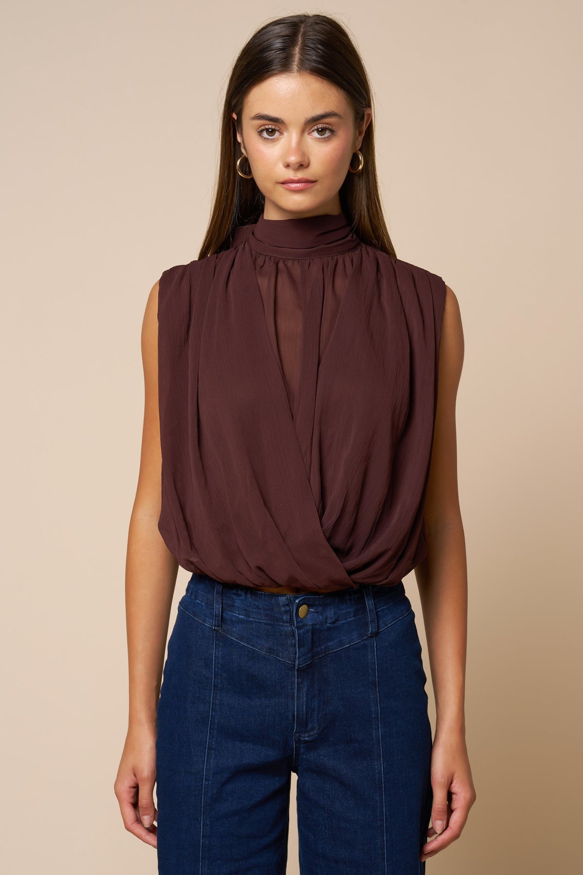 The Vera Dark Chocolate Draped Top