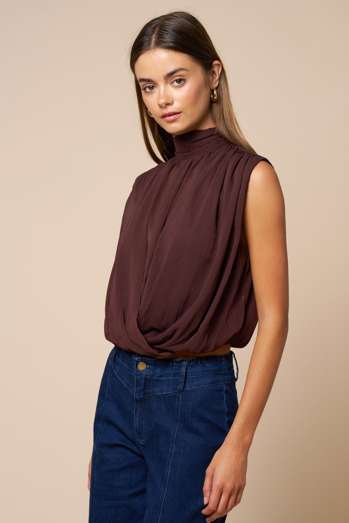 The Vera Dark Chocolate Draped Top