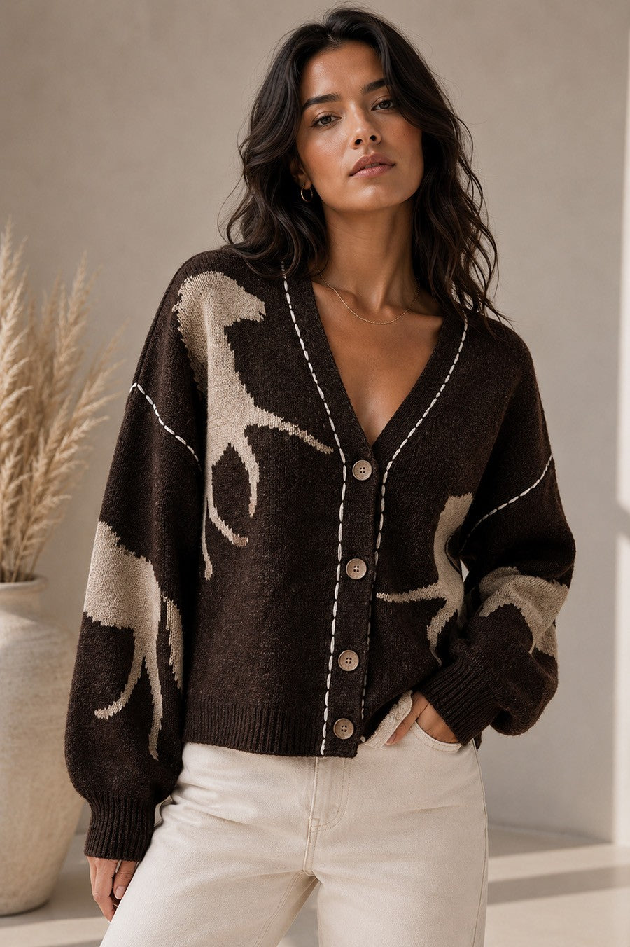 The Harper Brown Horse Cardigan
