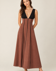 The Soraya Brown Contrast Piping Dress