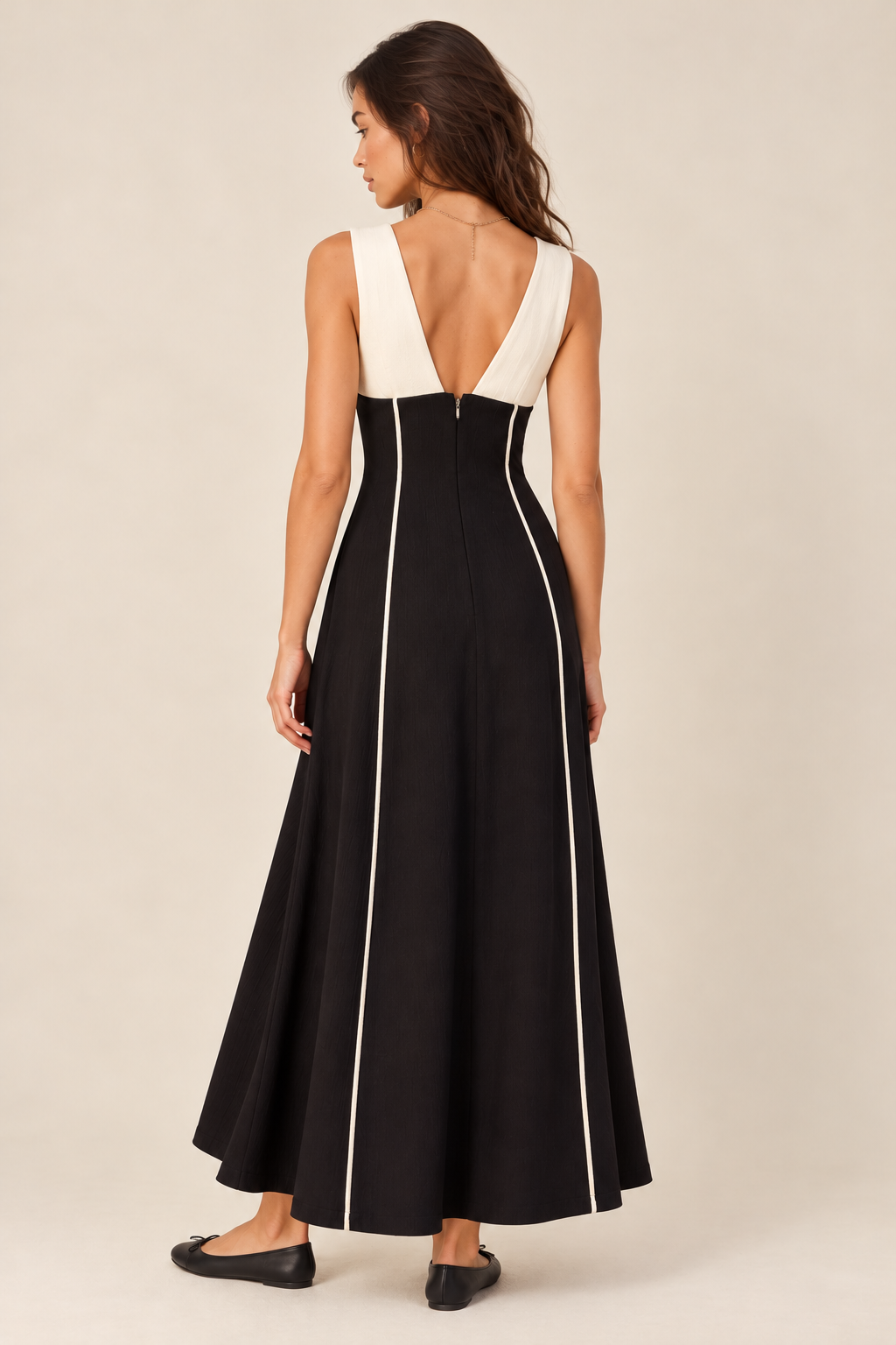 The Soraya Black Contrast Piping Dress