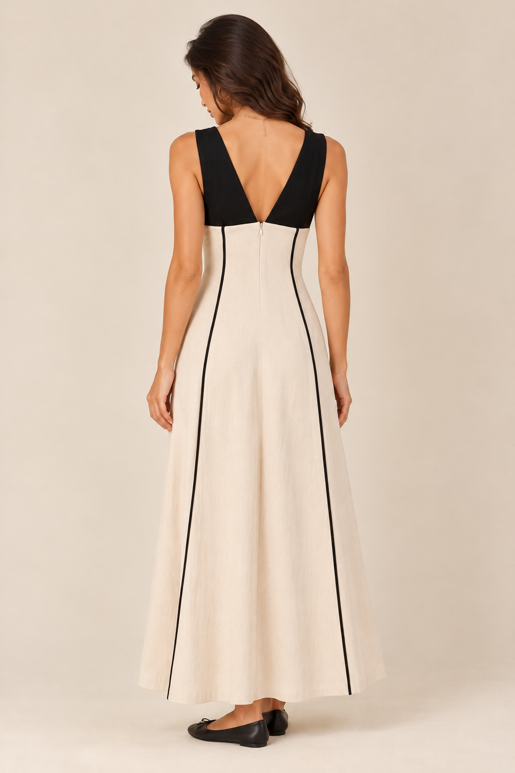 The Soraya Natural Contrast Piping Dress