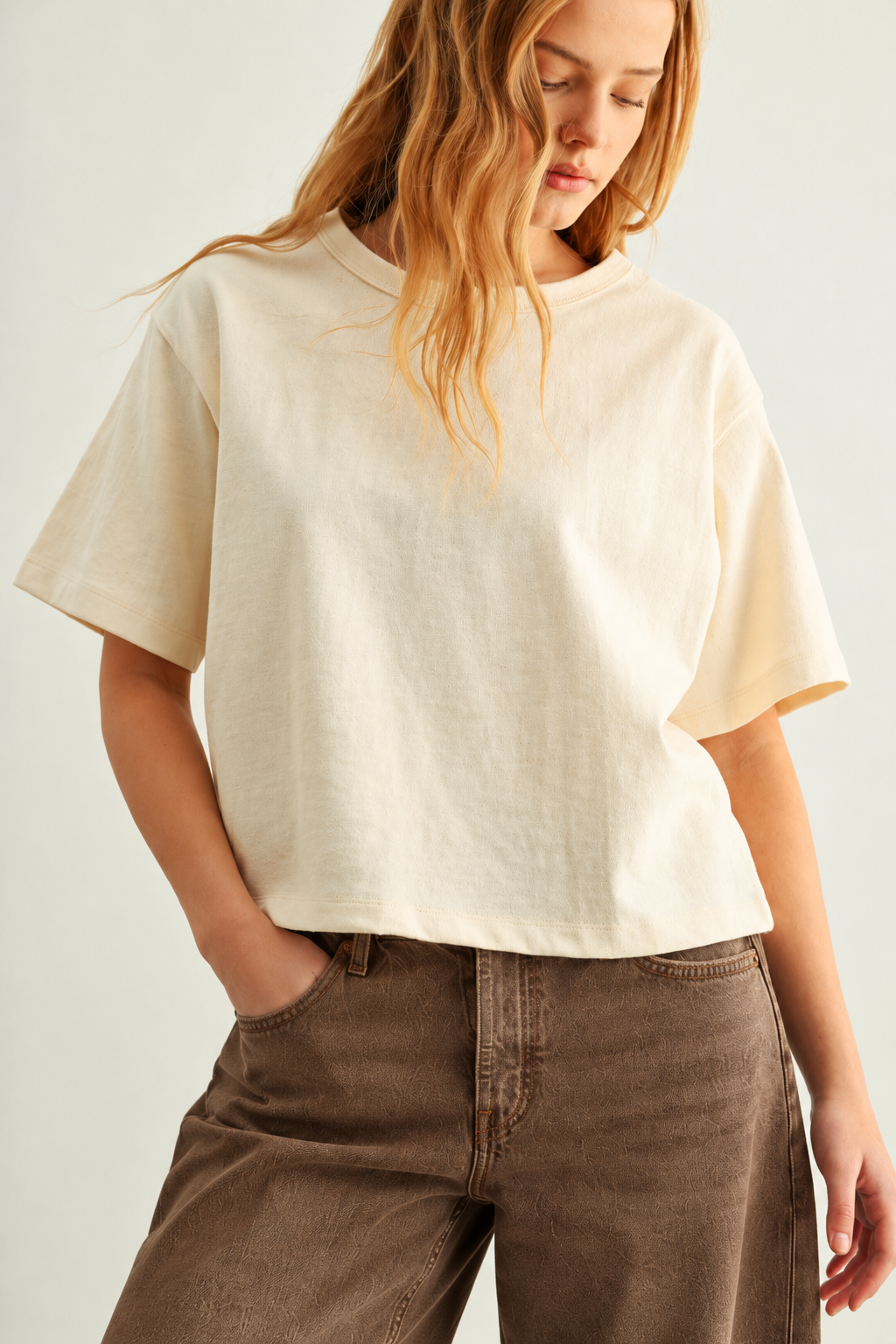 The Joss Oatmeal Boxy Top