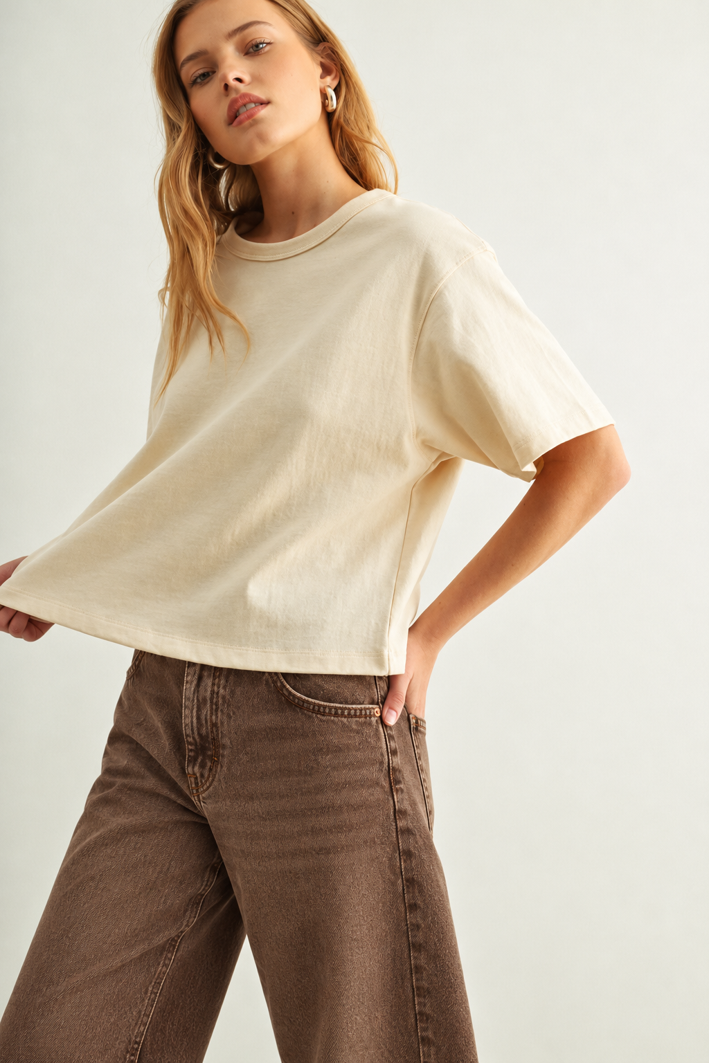 The Joss Oatmeal Boxy Top