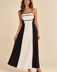 The Narae Black Contrast Midi Dress