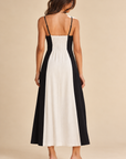 The Narae Black Contrast Midi Dress