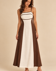 The Narae Brown Contrast Midi Dress