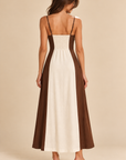 The Narae Brown Contrast Midi Dress
