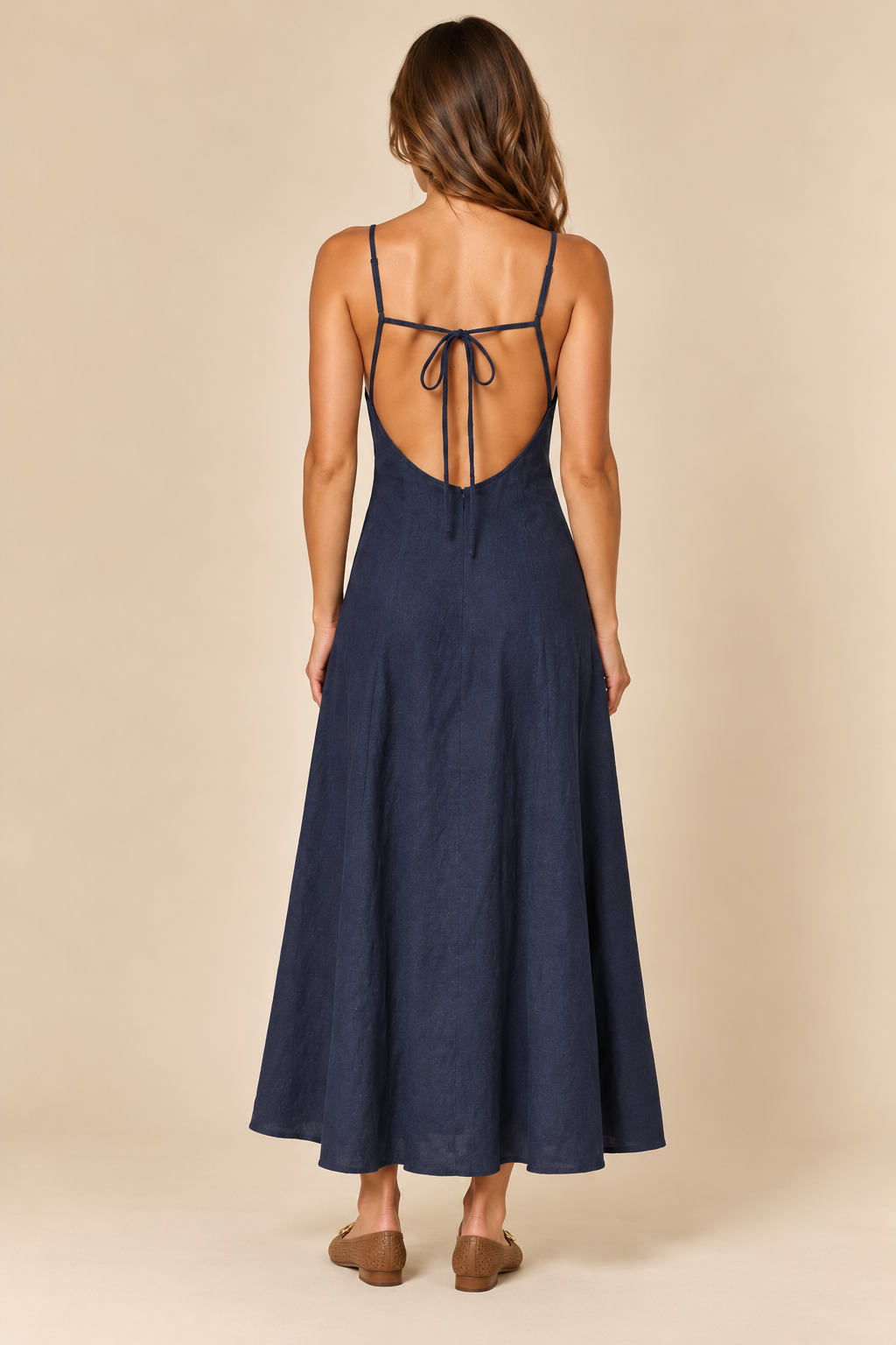 The Selma Navy Open Back Dress