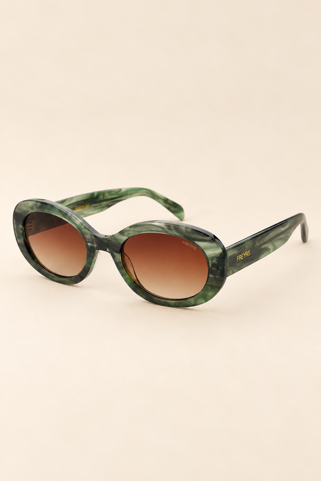 The Aria Emerald Acetate Oval Sunglasses