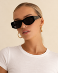 The Layla Black Acetate Oval Sunglasses