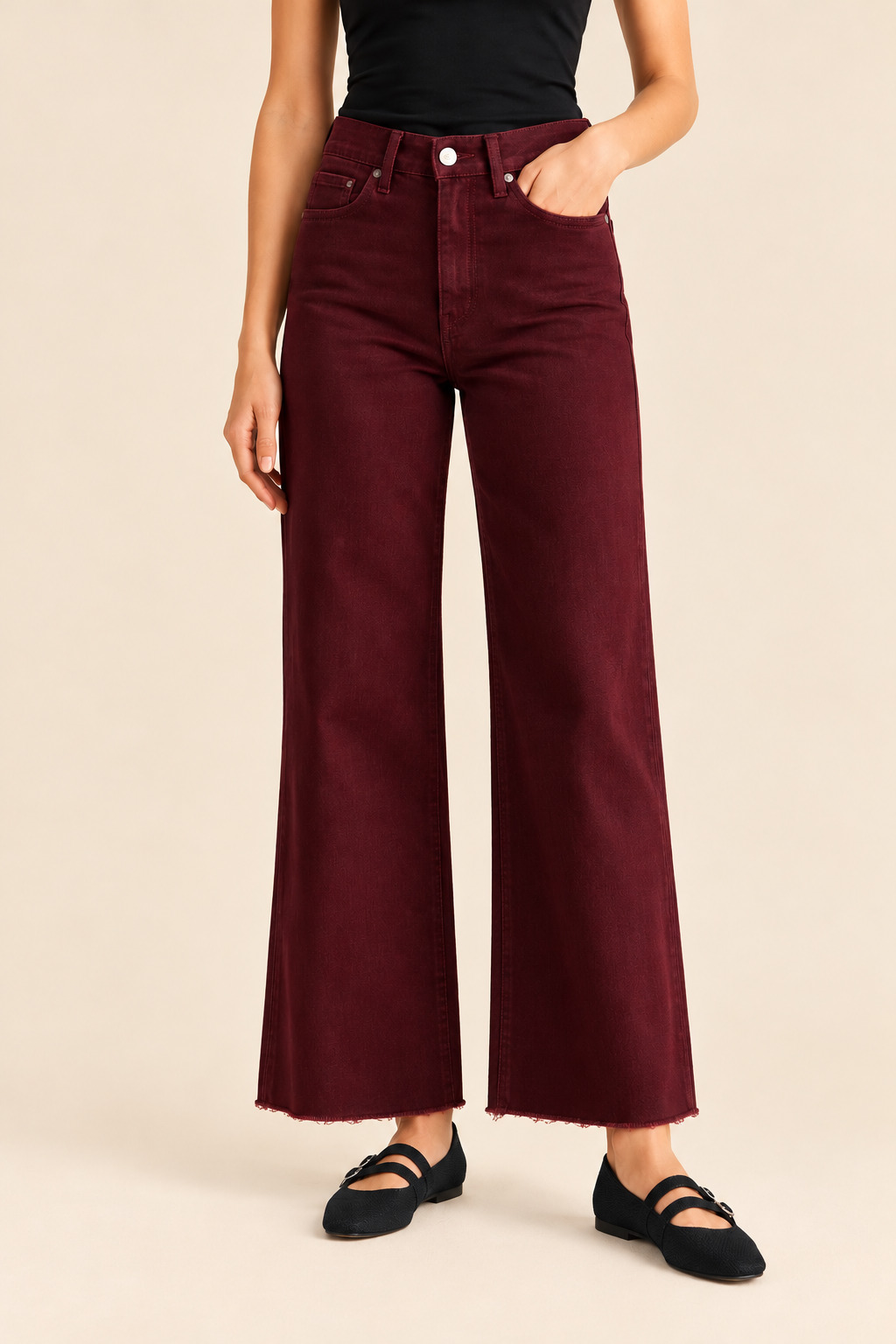 The Paola Black Cherry A-Line Jeans