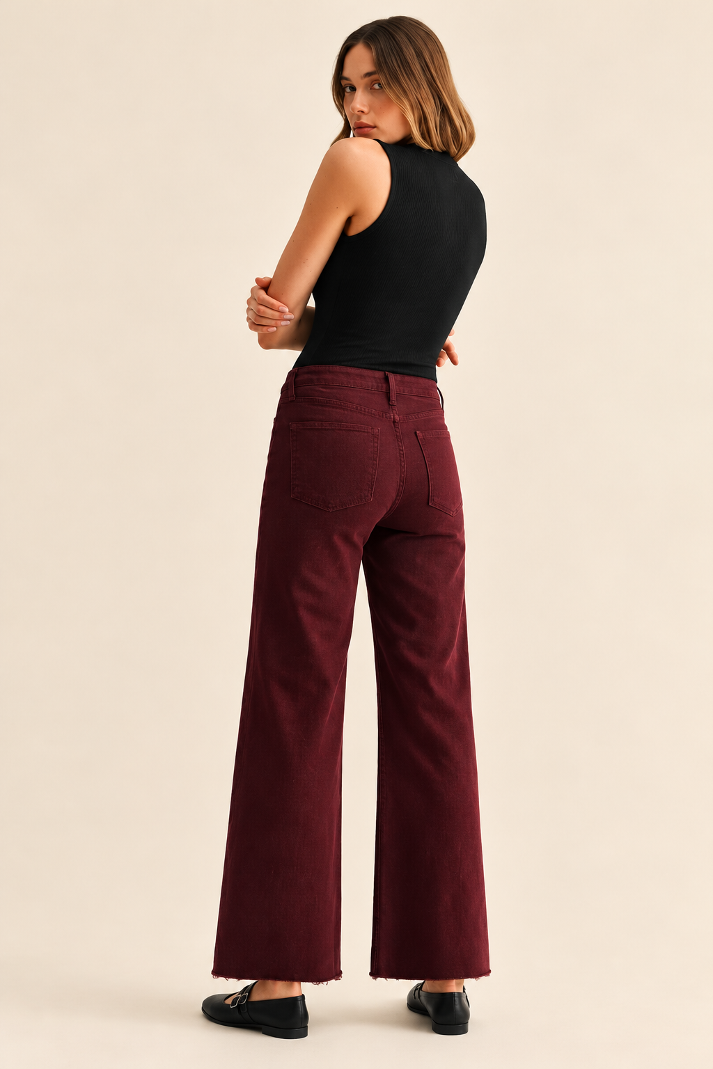 The Paola Black Cherry A-Line Jeans