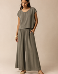 The Rumi Vintage Olive Top + Pant Set - Sold Separately