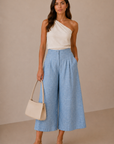 The Marta Blue Linen Cropped Pants