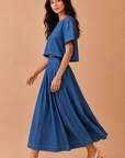 The India Cropped Denim Top + Midi Skirt Set - Sold Separately