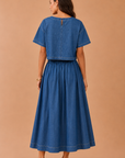 The India Cropped Denim Top + Midi Skirt Set - Sold Separately