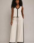 The Alba Linen Contrast Top + Pant Set - Sold Separately