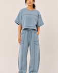 The Neve Distressed Top + Pant Set - Sold Separately