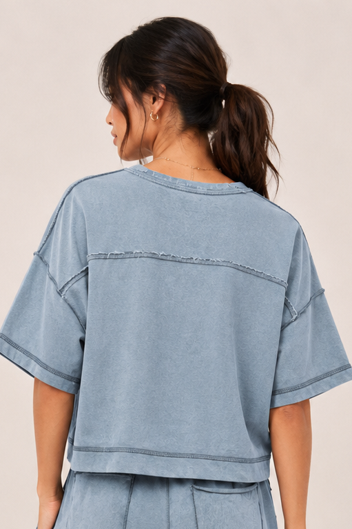 The Neve Distressed Top + Pant Set - Sold Separately