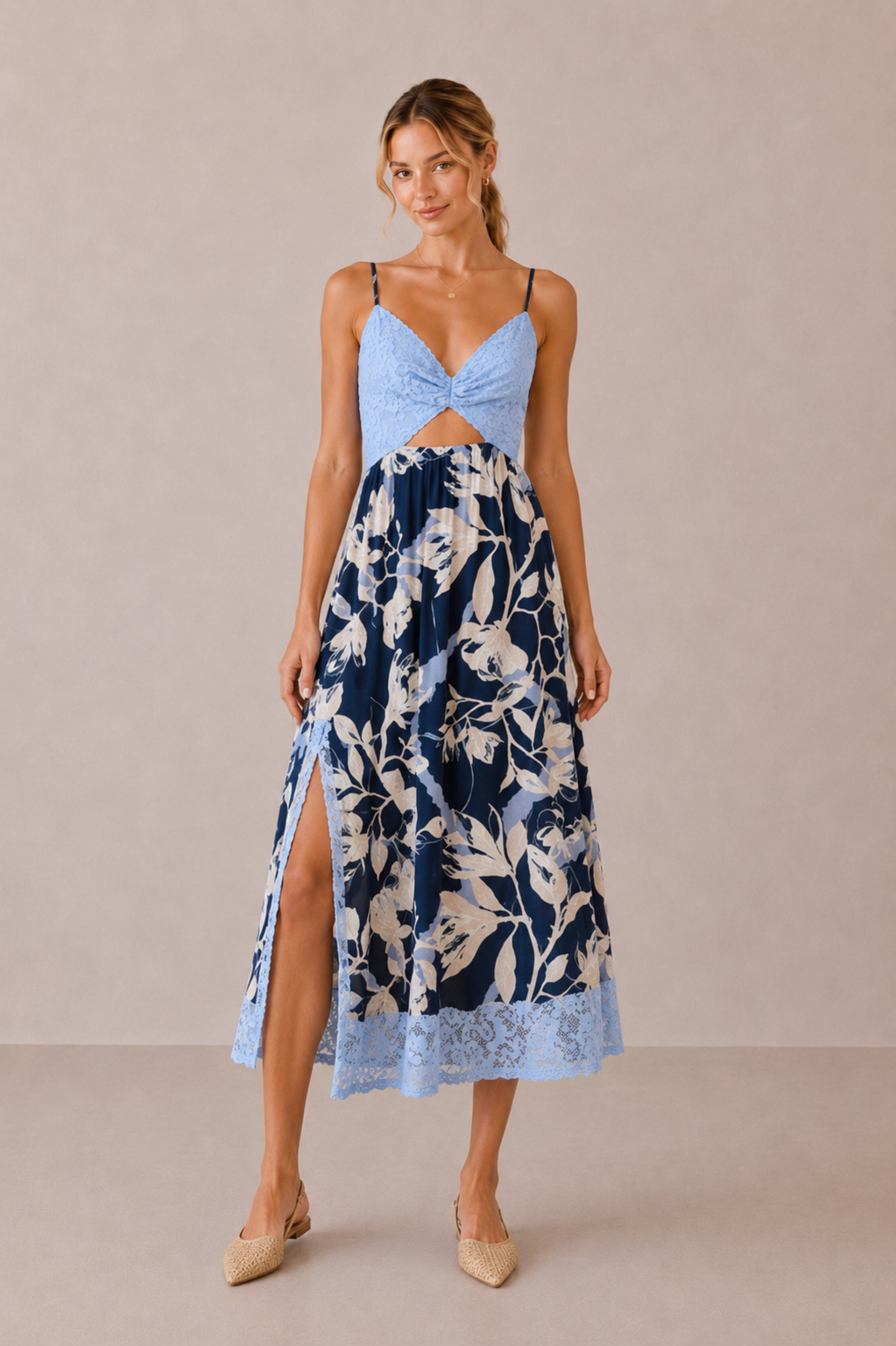 The Cressida Lace Cutout Midi Dress