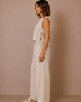 The Cara Natural Side Tie Top + Pant Set - Sold Separately
