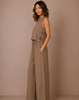 The Cara Mocha Side Tie Top + Pant Set - Sold Separately