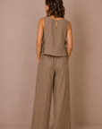 The Cara Mocha Side Tie Top + Pant Set - Sold Separately