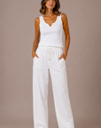 The Kyra White Linen Lounge Pant
