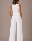 The Kyra White Linen Lounge Pant