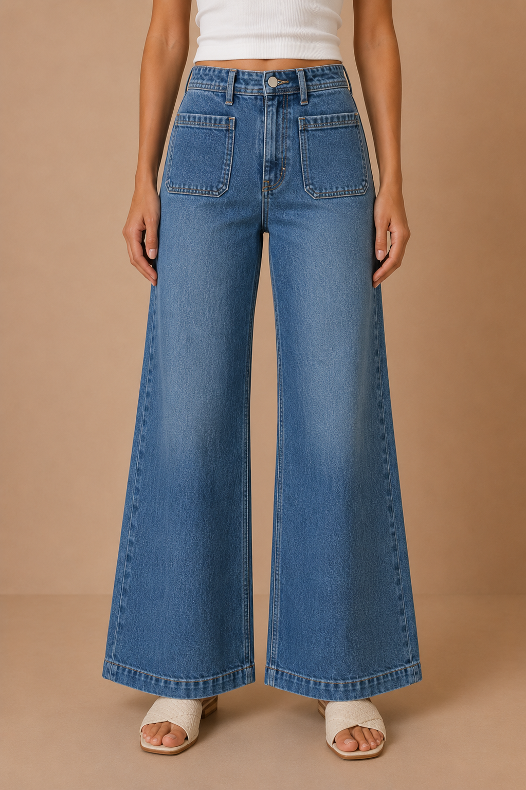 The Avery Micro Patch Pocket Wide Leg Jeans