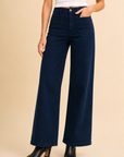The Briar Navy Mini Patch Pocket Wide Leg Jeans
