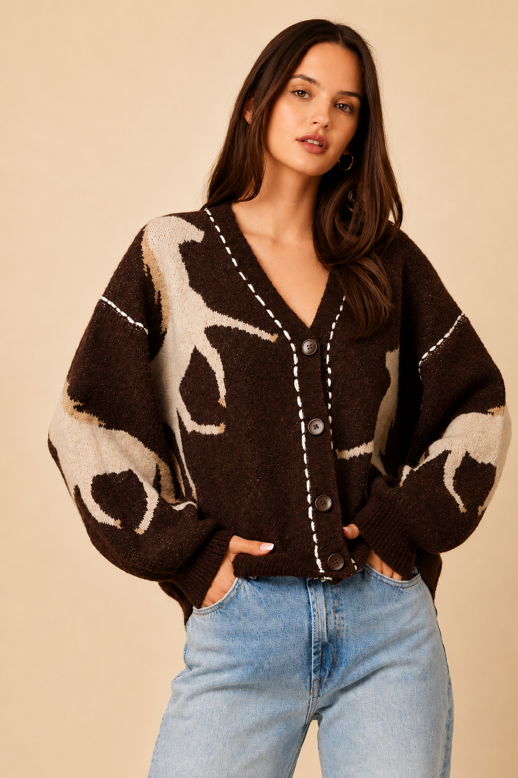 The Harper Brown Horse Cardigan