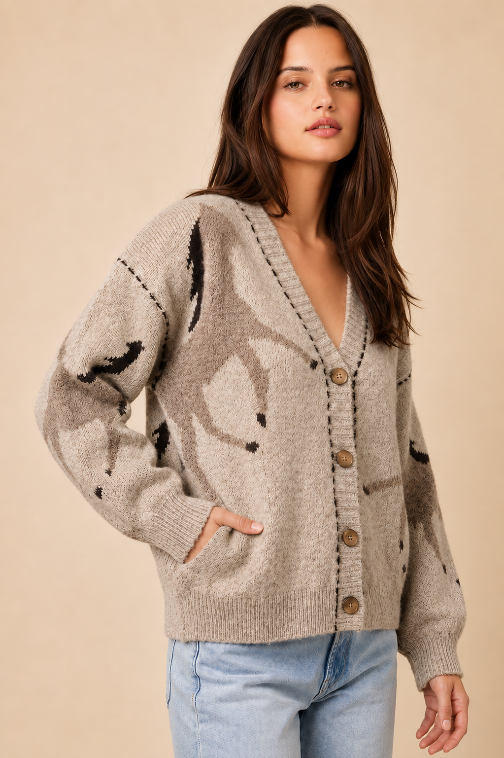 The Harper Oatmeal Horse Cardigan