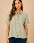 The Demi Sage Button Down Shirt