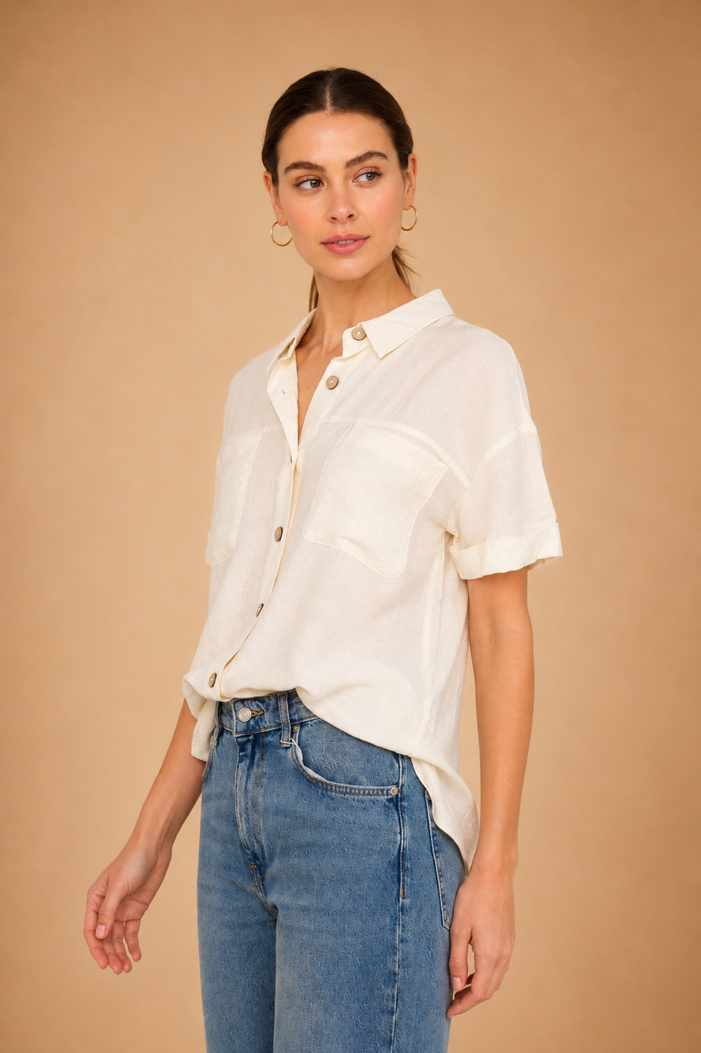 The Demi Ivory Button Down Shirt