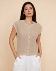 The Gwen Light Khaki Cardigan Vest